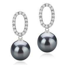 9-10mm tahitian Set de cercei in Sabrina Negru