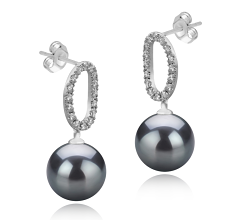 9-10mm tahitian Set de cercei in Sabrina Negru
