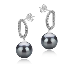 9-10mm tahitian Set de cercei in Sabrina Negru