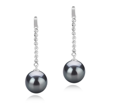 10-11mm tahitian Set de cercei in Porsha Negru