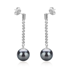 10-11mm tahitian Set de cercei in Porsha Negru