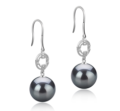 10-11mm tahitian Set de cercei in Adelle Negru