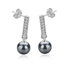10-11mm tahitian Set de cercei in Verna Negru