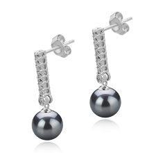 10-11mm tahitian Set de cercei in Verna Negru