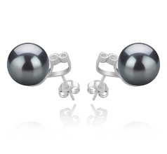 10-11mm tahitian Set de cercei in Hailey Negru