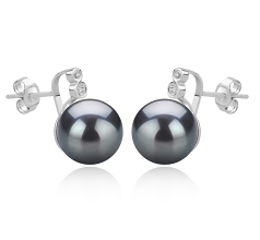 10-11mm tahitian Set de cercei in Hailey Negru