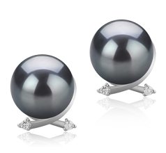 10-11mm tahitian Set de cercei in Boabe Negru
