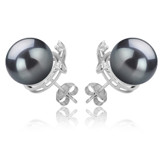 10-11mm tahitian Set de cercei in Boabe Negru
