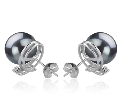 10-11mm tahitian Set de cercei in Boabe Negru
