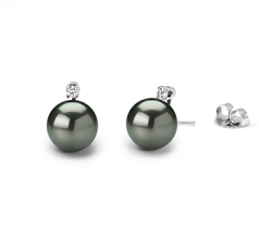 9-10mm tahitian Set de cercei in Negru