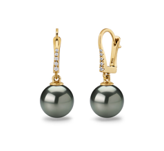 10-11mm tahitian Set de cercei in Luciu Negru