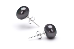 7-8mm De apa dulce Set de cercei in Vopsit în negru