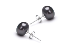 7-8mm De apa dulce Set de cercei in Vopsit în negru