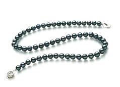 6.5-7mm japoneza Akoya Colier in Negru