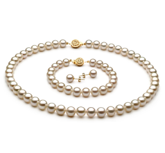 7-8mm De apa dulce Set in Alb