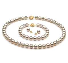 7.5-8mm japoneza Akoya Set in Alb
