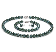 7.5-8mm japoneza Akoya Set in Negru