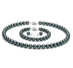 7-7.5mm japoneza Akoya Set in Negru