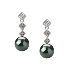 8-9mm tahitian Set de cercei in Rozene Negru