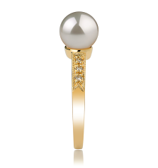 7.5-8mm japoneza Akoya Inel in Anne Alb