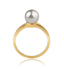 7.5-8mm japoneza Akoya Inel in Anne Alb
