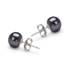 7-8mm De apa dulce Set de cercei in Vopsit în negru