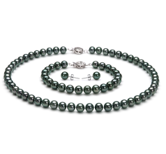 6.5-7mm japoneza Akoya Set in Negru