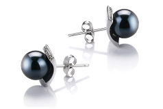 8-9mm japoneza Akoya Set de cercei in Francine Negru