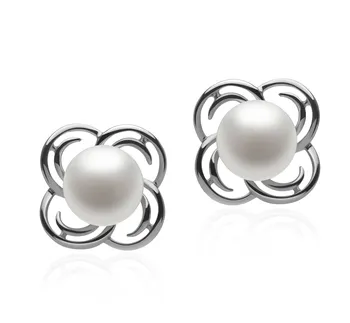 7-8mm De apa dulce Set de cercei in Frumoas? Alb