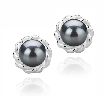 8-9mm De apa dulce Set de cercei in Bessie Vopsit în negru