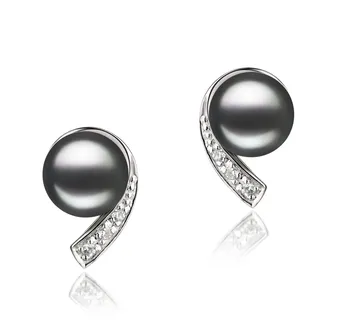7-8mm De apa dulce Set de cercei in Vânz?ri ?i marketing Vopsit în negru