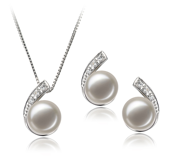 7-8mm De apa dulce Set in Claudia Alb