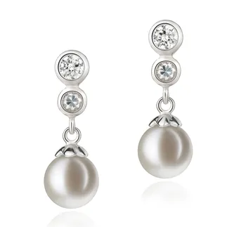 7-8mm De apa dulce Set de cercei in Colleen Alb