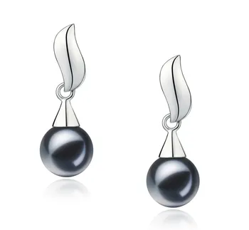 7-8mm De apa dulce Set de cercei in Edith Vopsit în negru
