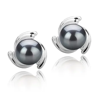 8-9mm tahitian Set de cercei in Eva Negru