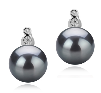 10-11mm tahitian Set de cercei in Hailey Negru