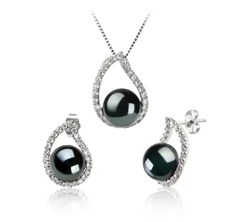 9-10mm De apa dulce Set in Isabella Vopsit în negru