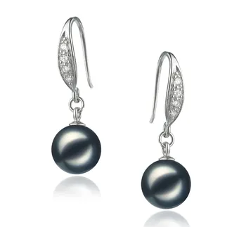 8-9mm japoneza Akoya Set de cercei in Jacy Negru