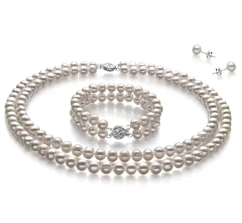6-7mm De apa dulce Set in Juliane Alb
