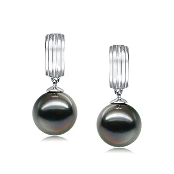 9-10mm tahitian Set de cercei in Kiyam Negru
