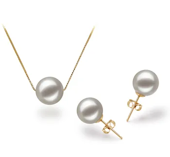 8-9mm japoneza Akoya Set in Kristine Alb