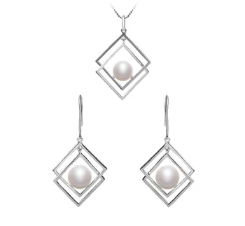 8-9mm De apa dulce Set in Lilian Alb