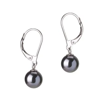 7-8mm De apa dulce Set de cercei in Marcella Vopsit în negru