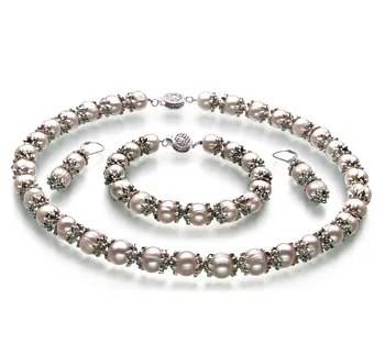 8-9mm De apa dulce Set in MarieAnt Alb