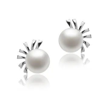 7-8mm De apa dulce Set de cercei in Marissa Alb