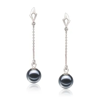 6-7mm De apa dulce Set de cercei in Misha Vopsit în negru