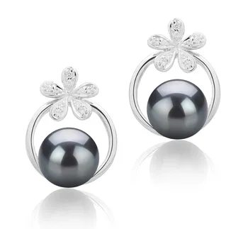 7-8mm De apa dulce Set de cercei in Molly Vopsit în negru