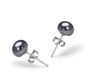 6-7mm De apa dulce Set de cercei in Vopsit în negru
