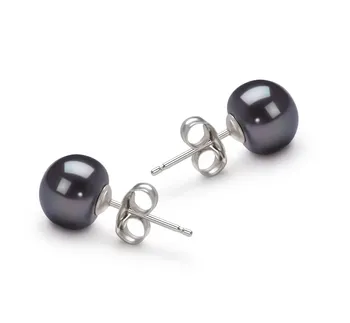 7-8mm De apa dulce Set de cercei in Vopsit în negru