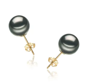 9-10mm tahitian Set de cercei in Negru